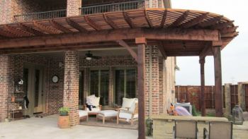 Stained Cedar Curved Lattice Patio Cover