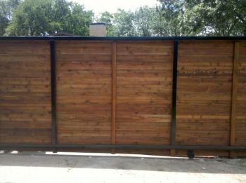 Backside Horizontal Cedar Automatic Sliding Gate 01