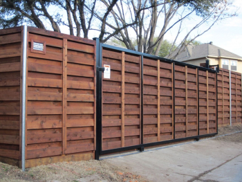 Stained Horizontal Cedar Sliding Gate 01