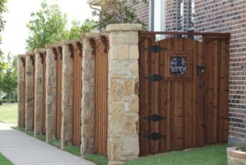 Wood Fence With Stone Column