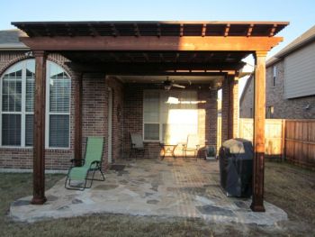 Custom stamped concrete patio with Pergola