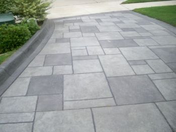 Pattern Concrete Brushed Stamped Stained Driveway