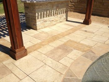 Pattern Concrete Brushed Stamped Stained and Pergola