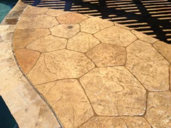 Concrete Brushed Stamped Stained  Pool Side