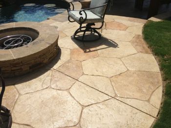 Firepit Concrete Brushed Stamped Stained