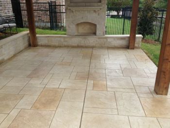 Colored Covered  Patio Concrete Brushed Stamped Stained