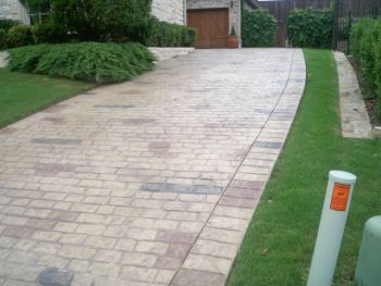 Driveway Concrete Brushed Stamped Stained