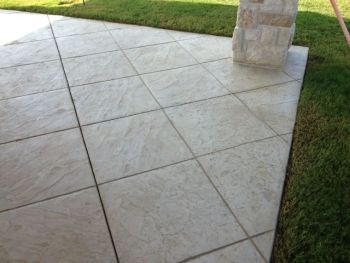 Covered Patio Concrete Brushed Stamped Stained