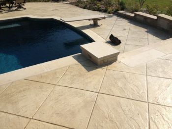 Swimming Pool Concrete Brushed Stamped Stained Deck