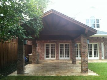 Concrete Brushed Stamped Stained  Patio with Cover