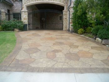 Entryway Concrete Brushed Stamped Stained