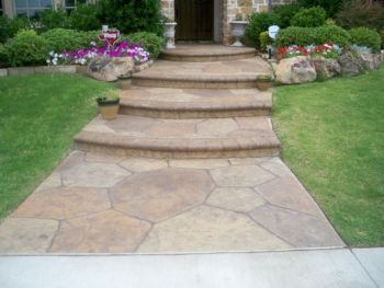 Concrete Brushed Stamped Stained Steps