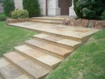 Concrete Steps Brushed Stamped Stained