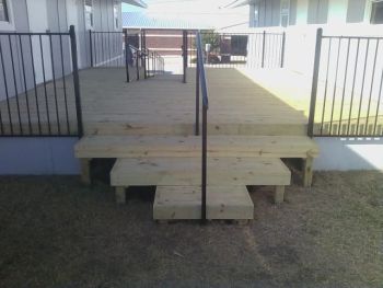 Wood Deck with Metal Railings