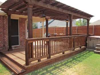 Wood Deck Patio with Pergola