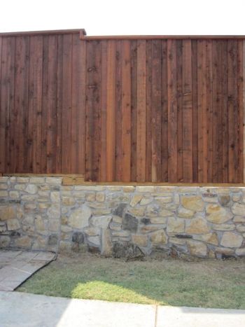 Stone Wall With Fence Top
