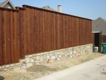 Flagstone Retaining Wall with fence Top