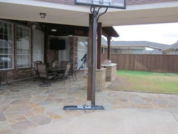 Stamped Concrete Patio with Wood fence