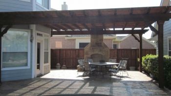 Stamped Concrete Patio With Lattice Pergola Cover