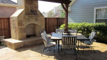 Stamped Concrete and Flagstone Fire Place