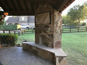 Deck Stone Fireplace