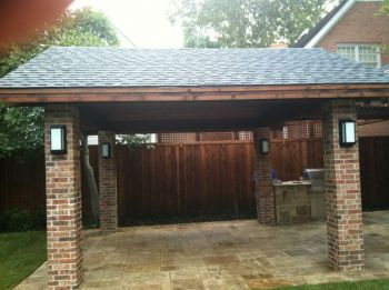 Detached Stone Column Patio Cover