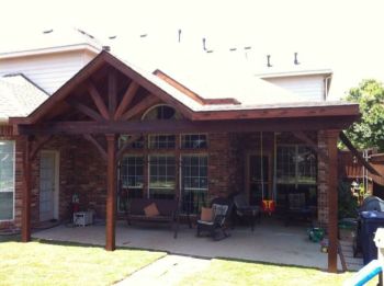 Cedar Stained Gable Patio Covers