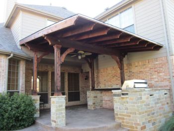 Patio Cover with Stone Column