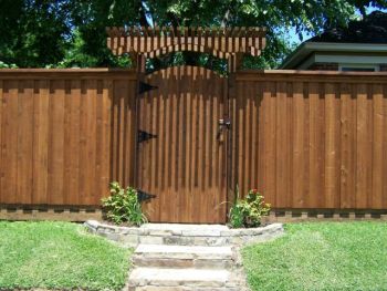Wooden Fence and Gate with Arbors