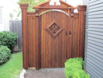 Arch Top Wood Stained Pedestrian Gates