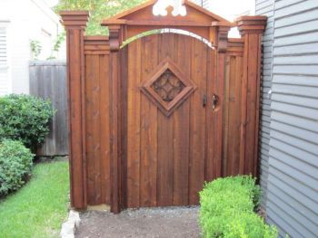 Arch Top Wood Stained Pedestrian Gates