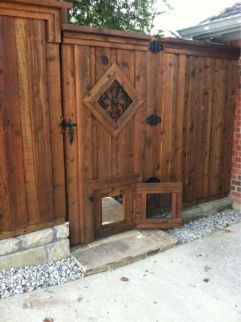 Wooden Pedestrian Gates  with Doggie Door