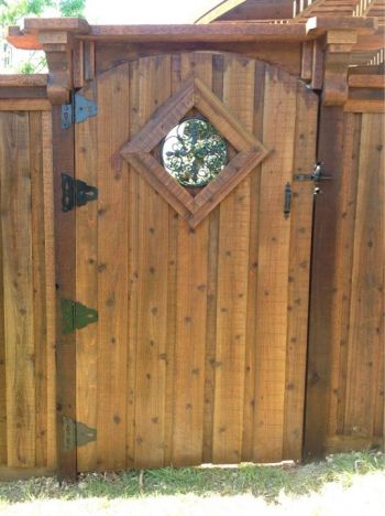 Arch Top Cedar Stained Pedestrian Gates