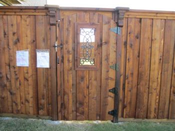 Arch Top Wood Stained Pedestrian Gates