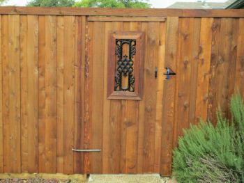 Flat Top Wood Stained Pedestrian Gates