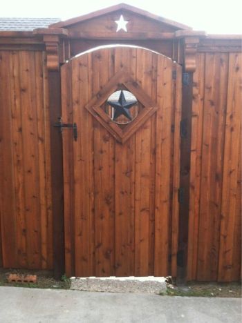 Arch Top Star  Decorative Wood Stained Pedestrian Gates
