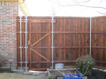 Backyard Wood Stained Pedestrian Gates