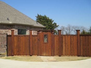 Arch Top Cedar Stained Pedestrian Gates