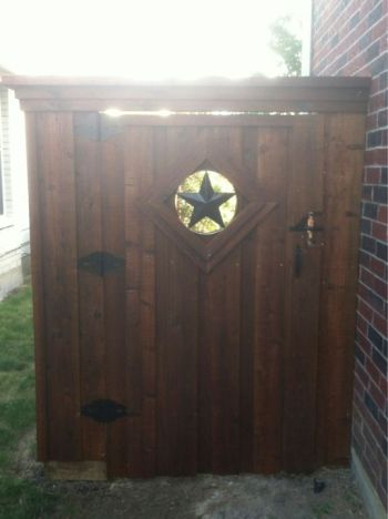 Flat Top Star  Decorative Cedar Stained Pedestrian Gates