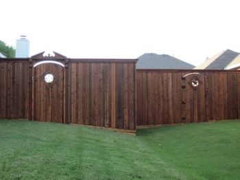 Two Door Wood Stained Pedestrian Gates