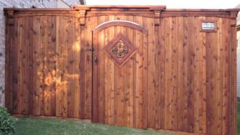 Arch Top Cedar Stained Pedestrian Gates