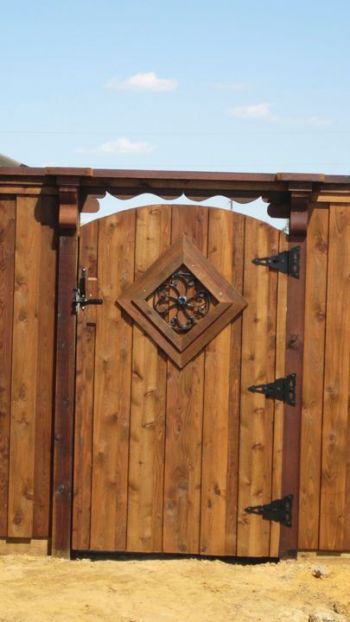 Arch Top Cedar Stained Pedestrian Gates