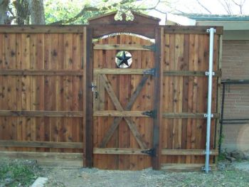 Star Decorative Cedar Stained Pedestrian Gates