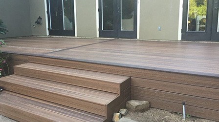Composite decks - brown composite deck with steps