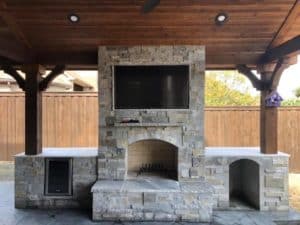 outdoor fire features - outdoor stone fire place
