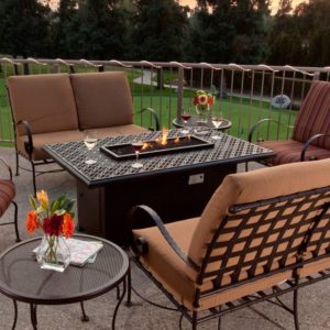 outdoor fire features - fire table with outdoor furniture