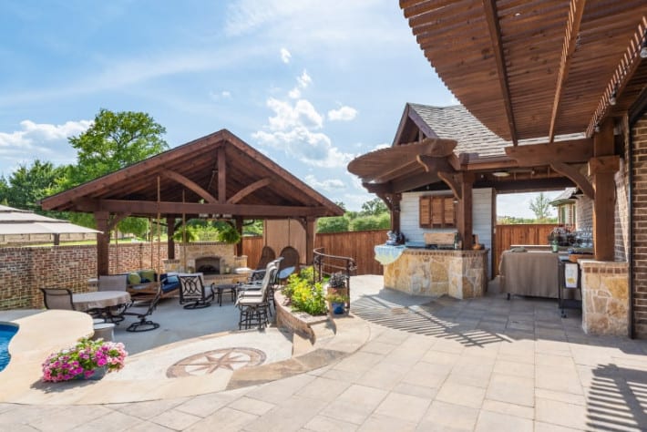 outdoor structures - outdoor living space with patio cover and free-standing patio cover