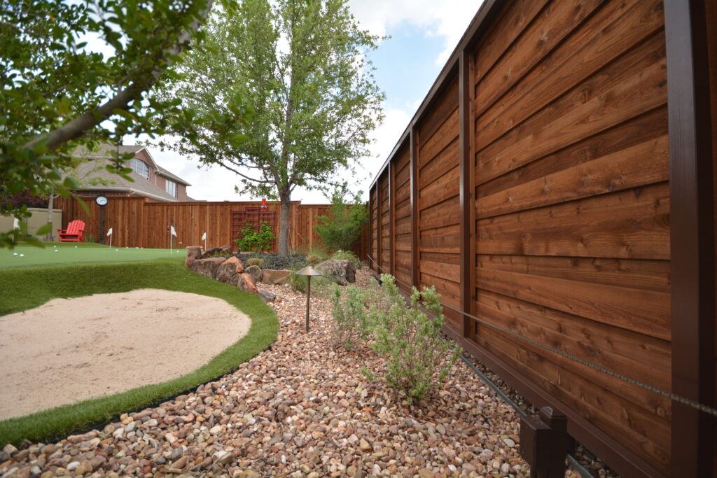 horizontal fence in backyard