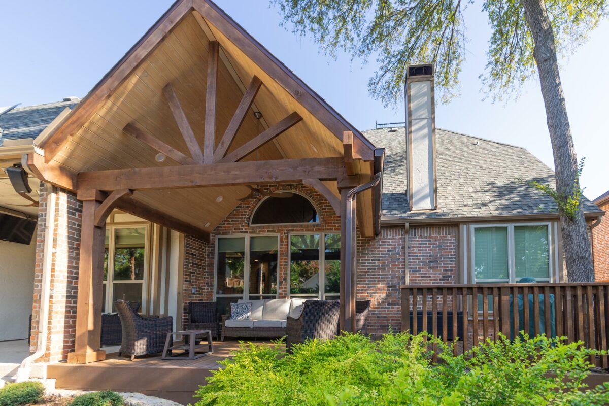 Covered Patio and Composite Deck project in Coppell TX done by Texas Best Fence & Patio