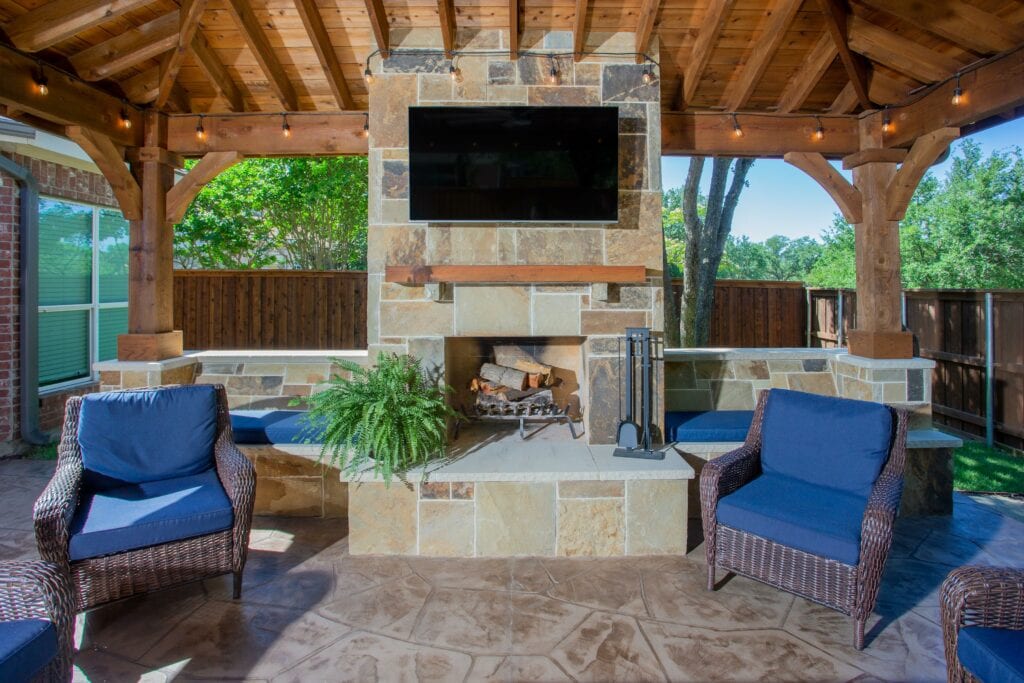 Outside Fireplace  by Texas Best Fence & Patio